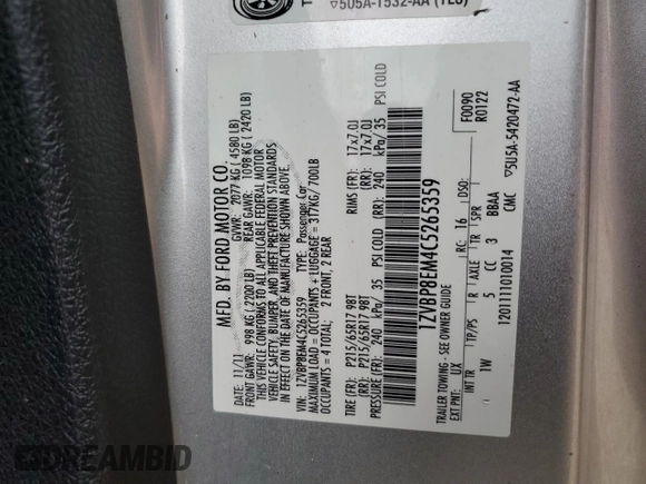 2012 Ford Mustang V6 z VIN 1ZVBP8EM4C5265359, wystawiony jako Copart lot #57124815 z przebiegiem 169 977 mil mil oraz Szkoda całkowita • Salvage title. Historia ofert i sprzedaży dostępna na DreamBid. Obrazek 13.