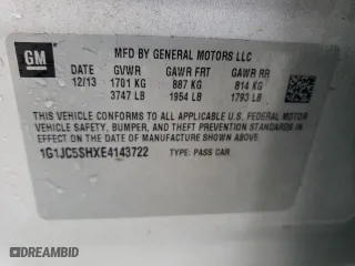 2014 Chevrolet Sonic LT with VIN 1G1JC5SHXE4143722, listed as a Copart auction lot 50823675 with 77,985 mi miles and Salvage Title. Bid and sale history available at carsss.com. Image 12.