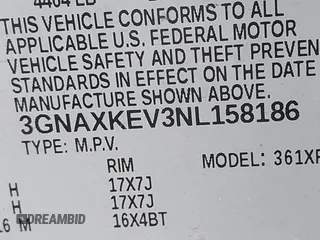 2022 Chevrolet Equinox LT with VIN 3GNAXKEV3NL158186, listed as a IAAI auction lot 41633707 with 66,843 mi miles. Bid and sale history available at carsss.com. Image 9.