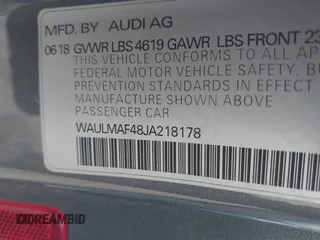 2018 Audi A4 Premium Plus with VIN WAULMAF48JA218178, listed as a IAAI auction lot 41285101 with 47,570 mi miles. Bid and sale history available at carsss.com. Image 9.