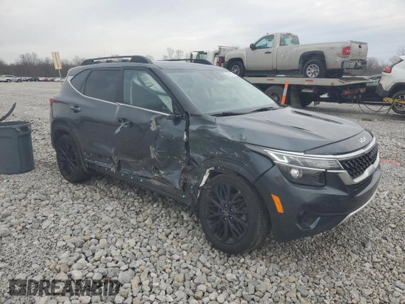 2023 Kia Seltos Nightfall with VIN KNDEUCA28P7370612, listed as a Copart auction lot 43581925 with 34,588 mi miles and Salvage Title. Bid and sale history available at carsss.com. Image 4.
