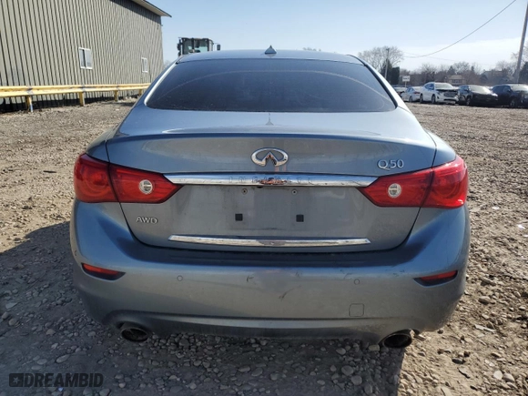2014 Infiniti Q50 Hybrid Premium with VIN JN1AV7AR4EM702465, listed as a Copart auction lot 48813545 with 109,841 mi miles and Non Repairable. Bid and sale history available at carsss.com. Image 6.