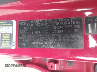 2014 Kia Forte EX with VIN KNAFX4A80E5052317, listed as a IAAI auction lot 41666942 with 65,263 mi miles. Bid and sale history available at carsss.com. Image 9.