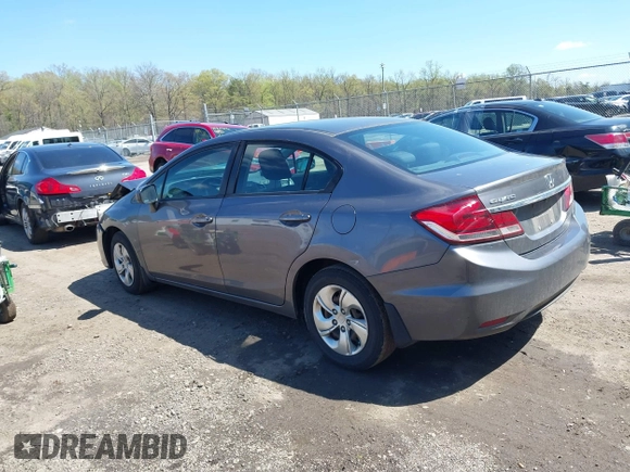 2014 Honda Civic LX with VIN 2HGFB2F50EH513868, listed as a IAAI auction lot 41986283 with 160,391 mi miles and . Bid and sale history available at DreamBid. Image 3.