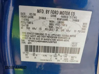 2008 Ford Escape Hybrid с VIN 1FMCU49H48KD29765, выставлен на аукционе IAAI как лот 41695033 с пробегом 151 417 миль миль и . История ставок и продаж доступна на DreamBid. Изображение 9.