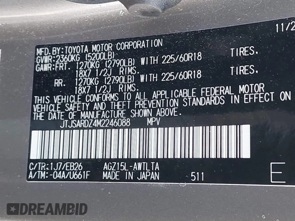 2021 Lexus NX with VIN JTJSARDZ4M2246088, listed as a IAAI auction lot 41357347 with 54,203 mi miles. Bid and sale history available at carsss.com. Image 9.