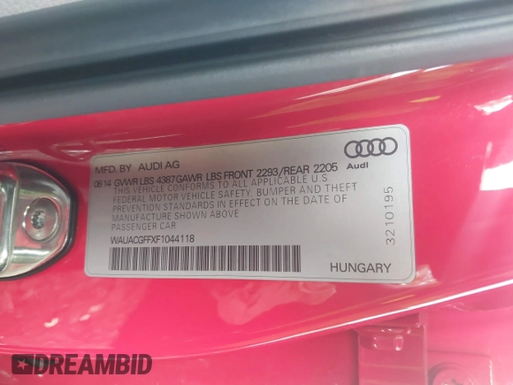2015 Audi A3 Premium z VIN WAUACGFFXF1044118, wystawiony jako IAAI lot #42210880 z przebiegiem 59 011 mil mil oraz . Historia ofert i sprzedaży dostępna na DreamBid. Obrazek 9.