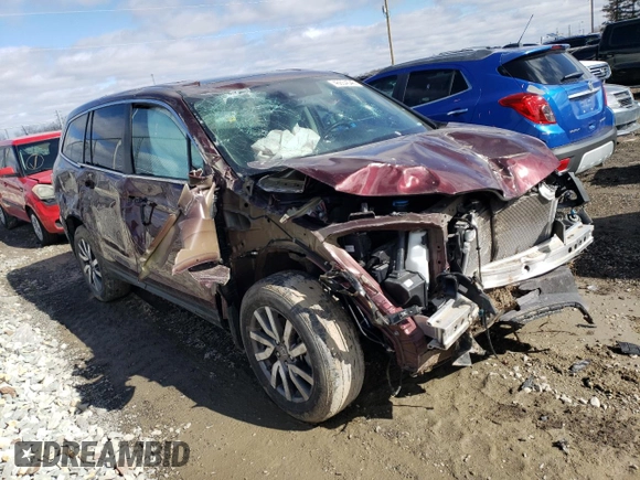 2021 Honda Pilot EX-L with VIN 5FNYF6H5XMB083268, listed as a Copart auction lot 46654345 with 43,273 mi miles and Salvage title. Bid and sale history available at DreamBid. Image 4.