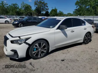 2019 Infiniti Q50 Luxe z VIN JN1EV7AP0KM510570, wystawiony jako Copart lot #55421365 z przebiegiem 90 788 mil mil oraz Szkody całkowita. Historia ofert i sprzedaży dostępna na DreamBid. Obrazek 1.