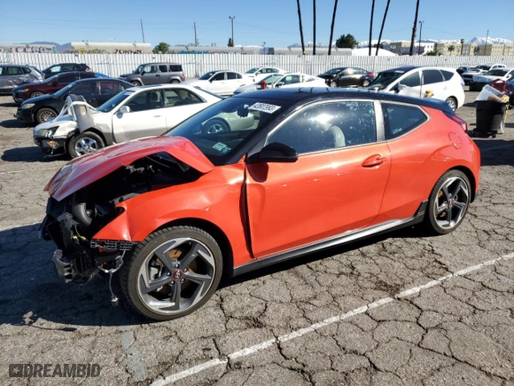 2019 Hyundai Veloster Turbo R-Spec with VIN KMHTH6AB1KU020063, listed as a Copart auction lot 42607993 with 21,712 mi miles. Bid and sale history available at carsss.com. Image 1.