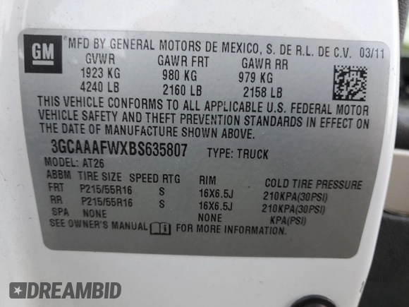 2011 Chevrolet HHR LS with VIN 3GCAAAFWXBS635807, listed as a Copart auction lot 80235724 with 187,826 mi miles and Clean title. Bid and sale history available at DreamBid. Image 14.