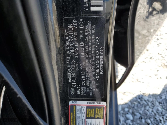2013 Kia Rio LX with VIN KNADM5A30D6311763, listed as a Copart auction lot 48207175 with 125,114 mi miles and Salvage Title. Bid and sale history available at carsss.com. Image 15.