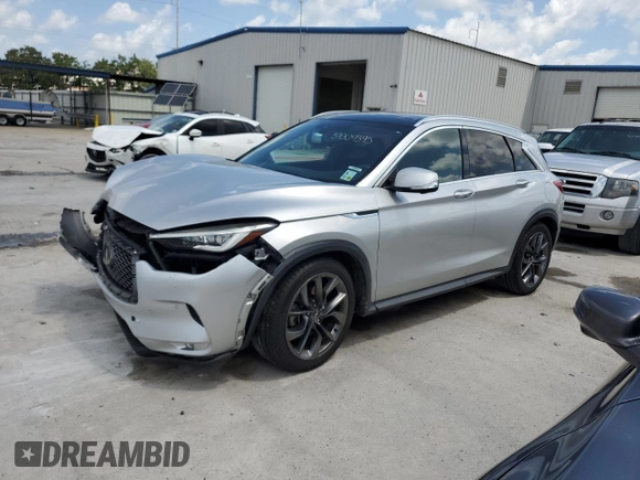 2019 Infiniti QX50 Luxe with VIN 3PCAJ5M10KF115123, listed as a Copart auction lot 57309395 with 122,978 mi miles and Salvage title. Bid and sale history available at DreamBid. Image 1.