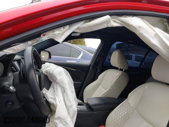 2021 Infiniti Q50 Red Sport 400 with VIN JN1FV7DP7MM850432, listed as a IAAI auction lot 42057935 with 15,936 mi miles and . Bid and sale history available at DreamBid. Image 20.
