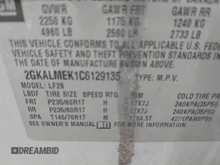 2012 GMC Terrain SLE-1 z VIN 2GKALMEK1C6129135, wystawiony jako IAAI lot #42280651 z przebiegiem 140 805 mil mil oraz . Historia ofert i sprzedaży dostępna na DreamBid. Obrazek 9.