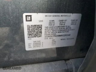 2021 Chevrolet Tahoe Z71 with VIN 1GNSKPKD9MR220340, listed as a Copart auction lot 87254004 with 0 mi miles and Salvage Title. Bid and sale history available at carsss.com. Image 13.
