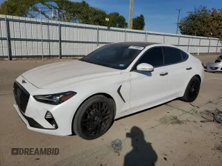 2021 Genesis G70 3.3T with VIN KMTG34LE3MU070581, listed as a Copart auction lot 77118004 with 96,280 mi miles and Salvage Title. Bid and sale history available at carsss.com. Image 1.