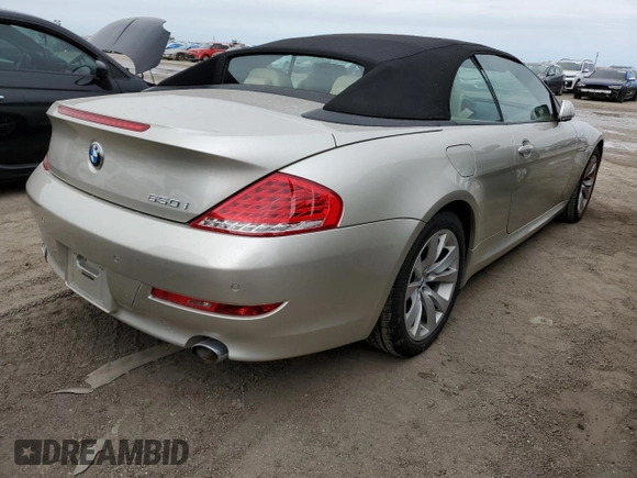 2009 BMW 6 Series 650i with VIN WBAEB53599CX64829, listed as a Copart auction lot 75694824 with 0 mi miles and Salvage Title. Bid and sale history available at carsss.com. Image 3.