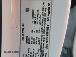 2023 Tesla Model 3 с VIN 5YJ3E1EA5PF641310, выставлен на аукционе Copart как лот 54759305 с пробегом 53 670 миль миль и Списание • Salvage title. История ставок и продаж доступна на DreamBid. Изображение 13.