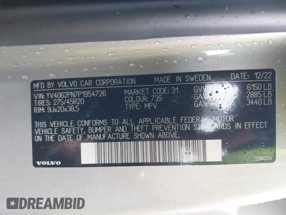 2023 Volvo XC90 Plus z VIN YV4062PN7P1954726, wystawiony jako IAAI lot #42049981 z przebiegiem 31 606 mil mil oraz . Historia ofert i sprzedaży dostępna na DreamBid. Obrazek 9.