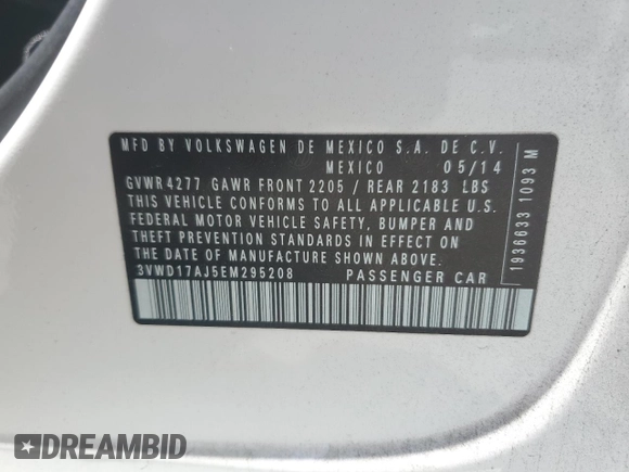 2014 Volkswagen Jetta SE with VIN 3VWD17AJ5EM295208, listed as a Copart auction lot 64684005 with 94,133 mi miles and Salvage title. Bid and sale history available at DreamBid. Image 12.