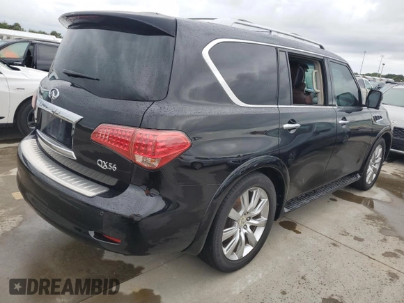 2012 Infiniti QX56 7-passenger with VIN JN8AZ2NF8C9518669, listed as a Copart auction lot 74218614 with 0 mi miles and Non Repairable. Bid and sale history available at carsss.com. Image 3.