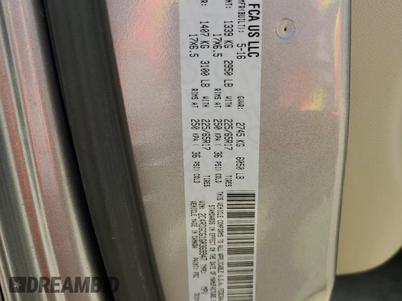 2016 Dodge Grand Caravan SXT with VIN 2C4RDGCG1GR369947, listed as a Copart auction lot 54504805 with 135,179 mi miles and Salvage Title. Bid and sale history available at DreamBid. Image 13.