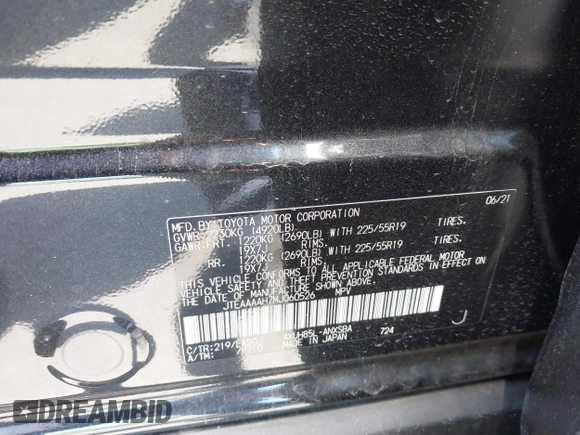 2021 Toyota Venza LE with VIN JTEAAAAH7MJ060526, listed as a IAAI auction lot 42084173 with 39,013 mi miles and . Bid and sale history available at DreamBid. Image 9.