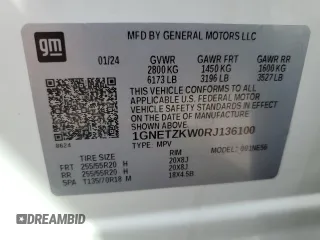 2024 Chevrolet Traverse with VIN 1GNETZKW0RJ136100, listed as a Copart auction lot 62983265 with 13,934 mi miles and Non repairable. Bid and sale history available at DreamBid. Image 13.