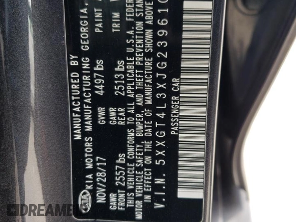 2018 Kia Optima S with VIN 5XXGT4L3XJG239610, listed as a Copart auction lot 44654245 with 117,806 mi miles and Salvage Title. Bid and sale history available at carsss.com. Image 15.