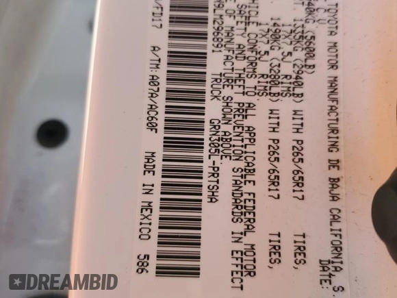 2020 Toyota Tacoma SR5 with VIN 3TMCZ5AN9LM296891, listed as a Copart auction lot 56047625 with 74,301 mi miles and Salvage title. Bid and sale history available at DreamBid. Image 13.