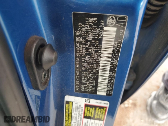 2010 Toyota Corolla with VIN 2T1BU4EE1AC388288, listed as a Copart auction lot 60653525 with 152,969 mi miles and Salvage title. Bid and sale history available at DreamBid. Image 12.