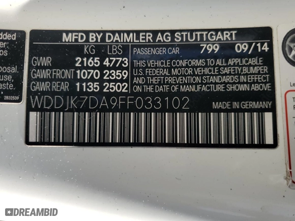 2015 Mercedes-Benz SL-Class SL 550 with VIN WDDJK7DA9FF033102, listed as a Copart auction lot 87825645 with 28,282 mi miles and Salvage Title. Bid and sale history available at carsss.com. Image 14.