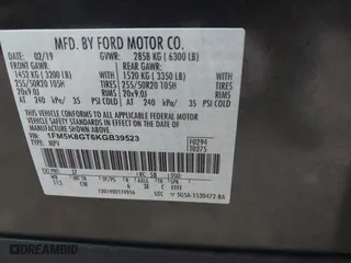 2019 Ford Explorer Sport with VIN 1FM5K8GT6KGB39523, listed as a IAAI auction lot 40913683 with 50,380 mi miles. Bid and sale history available at carsss.com. Image 9.