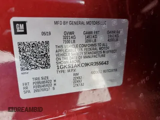 2019 GMC Yukon SLE with VIN 1GKS1AKC9KR355643, listed as a Copart auction lot 52050855 with 50,729 mi miles and Salvage Title. Bid and sale history available at carsss.com. Image 13.