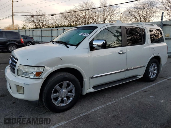 2005 Infiniti QX56 with VIN 5N3AA08C25N805477, listed as a Copart auction lot 80554204 with 197,257 mi miles and Salvage Title. Bid and sale history available at carsss.com. Image 1.
