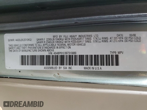 2009 Subaru Outback Special Edtn with VIN 4S4BP61C097310889, listed as a Copart auction lot 79230634 with 70,234 mi miles and Salvage Title. Bid and sale history available at carsss.com. Image 12.