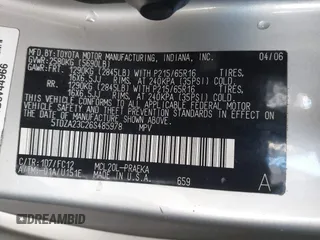2006 Toyota Sienna CE with VIN 5TDZA23C26S485978, listed as a IAAI auction lot 41753699 with 186,954 mi miles. Bid and sale history available at carsss.com. Image 9.