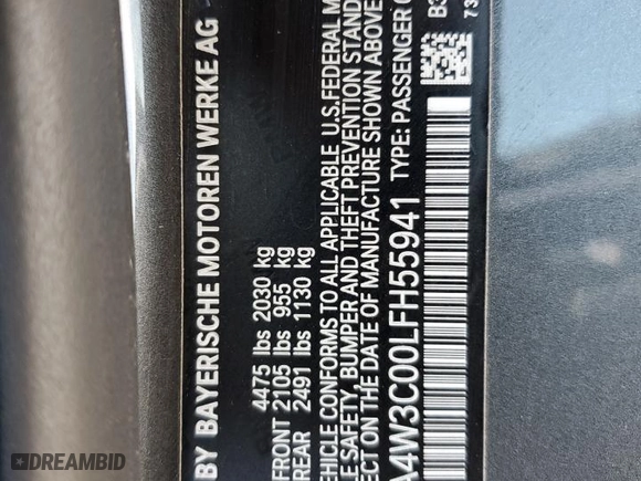 2020 BMW 4 Series 430i with VIN WBA4W3C00LFH55941, listed as a Copart auction lot 54744424 with 75,818 mi miles and Salvage Title. Bid and sale history available at carsss.com. Image 13.