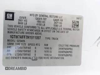 2017 GMC Savana Cargo Van with VIN 1GTW7AFF7H1911097, listed as a IAAI auction lot 41457566 with 192,508 mi miles. Bid and sale history available at carsss.com. Image 9.