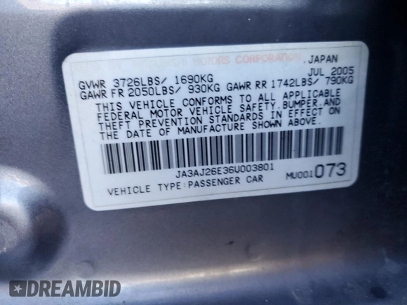 2006 Mitsubishi Lancer ES with VIN JA3AJ26E36U003801, listed as a Copart auction lot 80592774 with 212,275 mi miles and Salvage Title. Bid and sale history available at carsss.com. Image 14.
