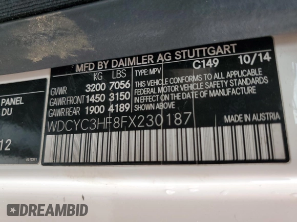2015 Mercedes-Benz G 550 z VIN WDCYC3HF8FX230187, wystawiony jako Copart lot #75098434 z przebiegiem Nie podano mil oraz Szkoda całkowita • Salvage title. Historia ofert i sprzedaży dostępna na DreamBid. Obrazek 12.