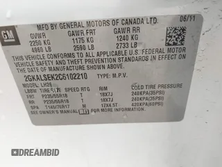 2012 GMC Terrain SLE-2 z VIN 2GKALSEK2C6102210, wystawiony jako IAAI lot #41742434 z przebiegiem 159 530 mil mil oraz . Historia ofert i sprzedaży dostępna na DreamBid. Obrazek 9.