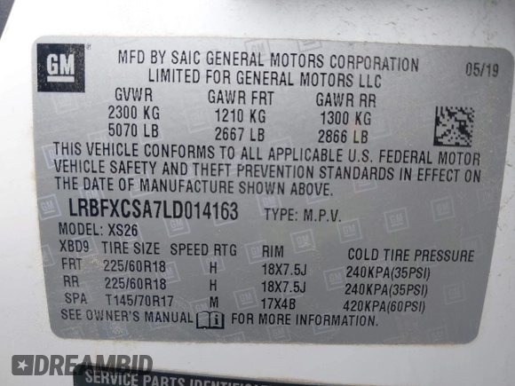 2020 Buick Envision Essence with VIN LRBFXCSA7LD014163, listed as a IAAI auction lot 41102656 with 23,277 mi miles and . Bid and sale history available at carsss.com. Image 9.