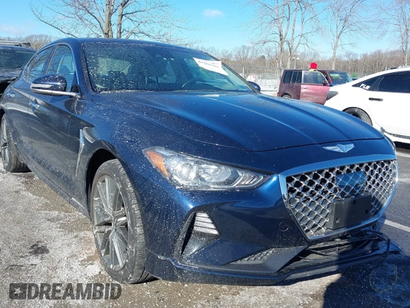2019 Genesis G70 2.0T Advanced with VIN KMTG64LA0KU036566, listed as a IAAI auction lot 41263302 with 23,331 mi miles. Bid and sale history available at carsss.com. Image 1.
