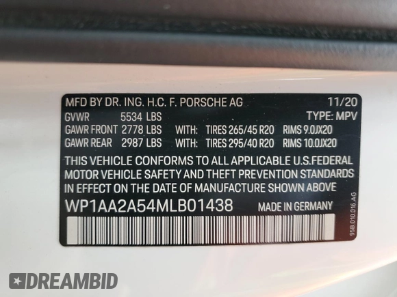 2021 Porsche Macan z VIN WP1AA2A54MLB01438, wystawiony jako Copart lot #53255235 z przebiegiem 31 538 mil mil oraz Szkoda całkowita • Salvage title. Historia ofert i sprzedaży dostępna na DreamBid. Obrazek 12.
