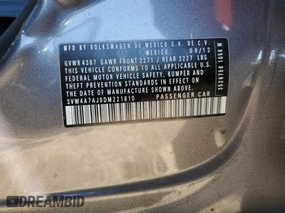 2013 Volkswagen Jetta GLI Autobahn z VIN 3VW4A7AJ0DM221810, wystawiony jako Copart lot #48561895 z przebiegiem 132 921 mil mil oraz Szkoda całkowita • Salvage title. Historia ofert i sprzedaży dostępna na DreamBid. Obrazek 12.
