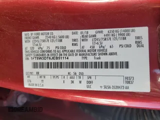 2018 Ford F-350 XL с VIN 1FT8W3DT6JEB51114, выставлен на аукционе Copart как лот 56500315 с пробегом 212 324 миль миль и Списание • Salvage title. История ставок и продаж доступна на DreamBid. Изображение 13.