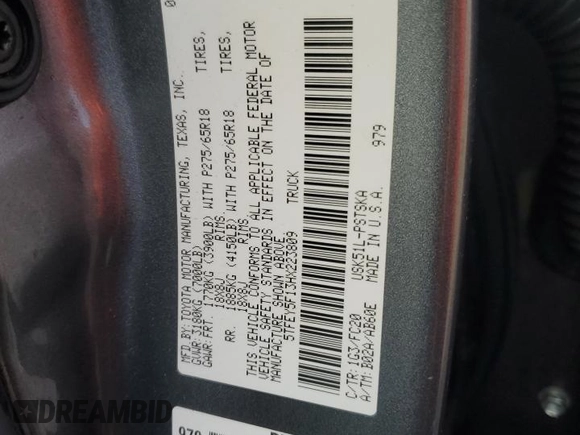 2017 Toyota Tundra 2WD SR5 with VIN 5TFEY5F13HX223809, listed as a Copart auction lot 45572755 with 83,249 mi miles and Salvage Title. Bid and sale history available at carsss.com. Image 12.