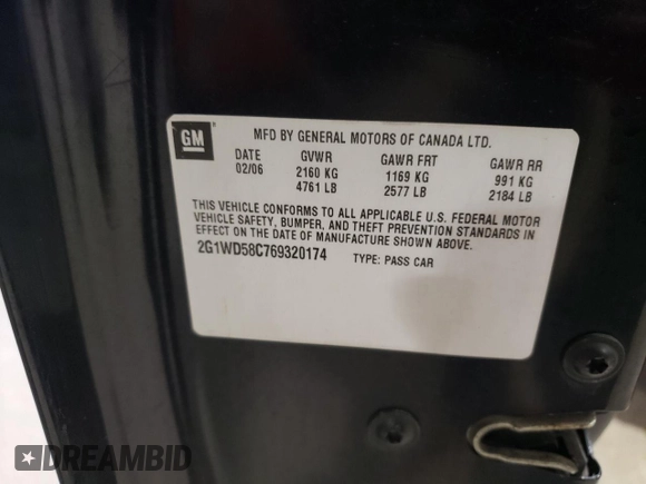 2006 Chevrolet Impala SS with VIN 2G1WD58C769320174, listed as a Copart auction lot 52343995 with 207,386 mi miles and Salvage Title. Bid and sale history available at DreamBid. Image 14.